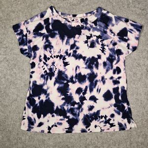 Betsey Johnson Womens Tie Dye Short Sleeve Shirt‎ Hippie Summer Size Medium READ
